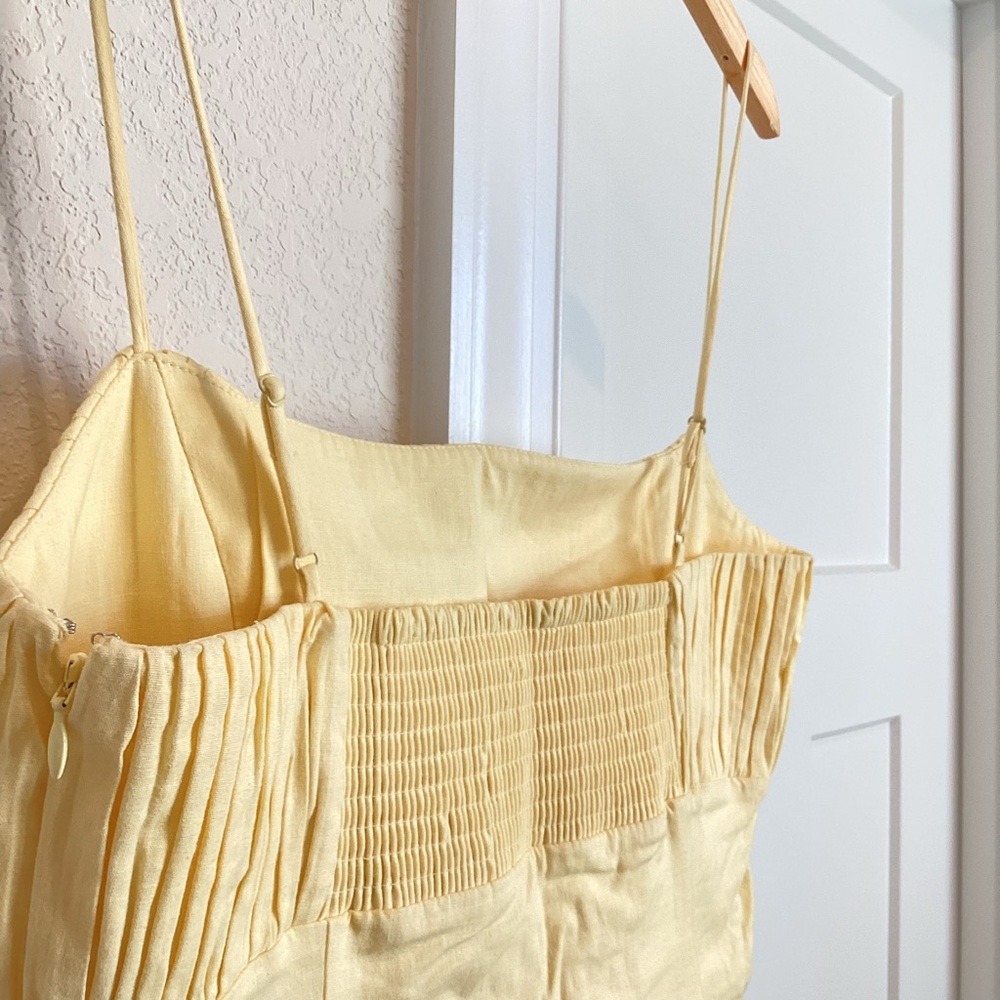 Anthropologie Sleeveless Linen Mini Dress Maeve Ophelia New 14 Butter Yellow - Picture 10 of 15